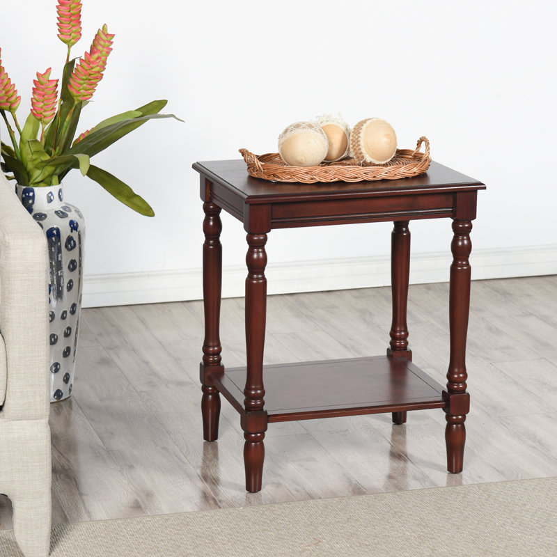 Table de bout avec tablette de rangement Enyedy, Cerisier vintage