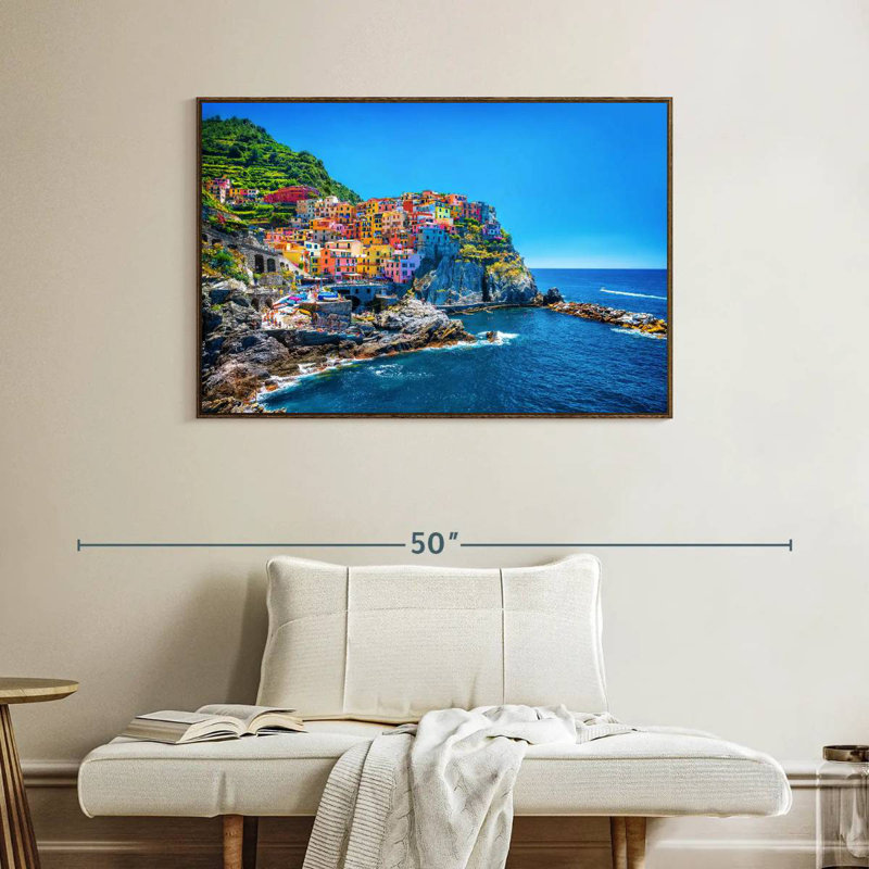 Cinque Terre, bord de mer, Cadre flottant noyer, 40 po x 27 po
