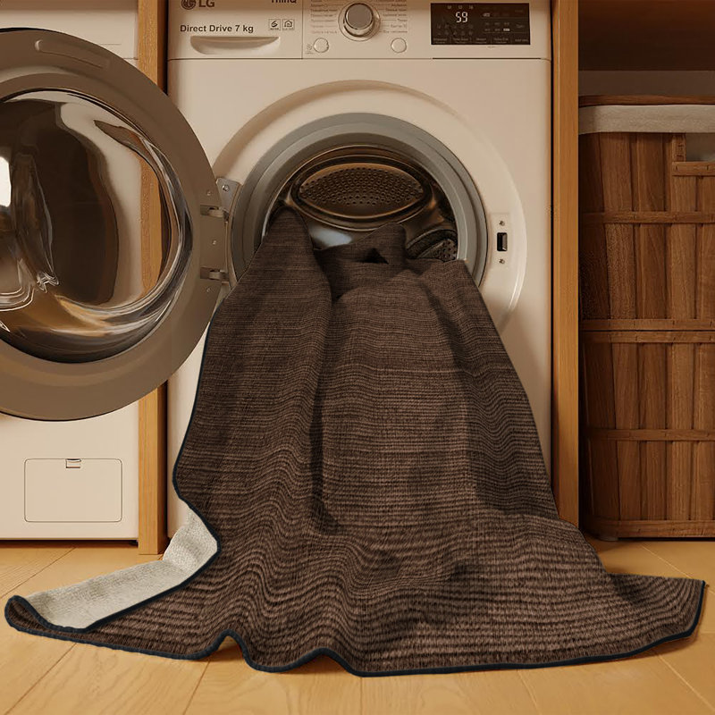 Machine Washable Solid Black Area Rug, Rectangle 3' x 5'
