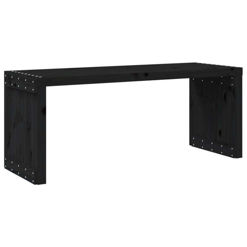 Solid Wood Pine Outdoor Bench, Black