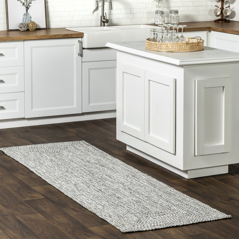 Edie Braided Indoor/Outdoor Rug, Runner 2'6" x 12', Gray Silver