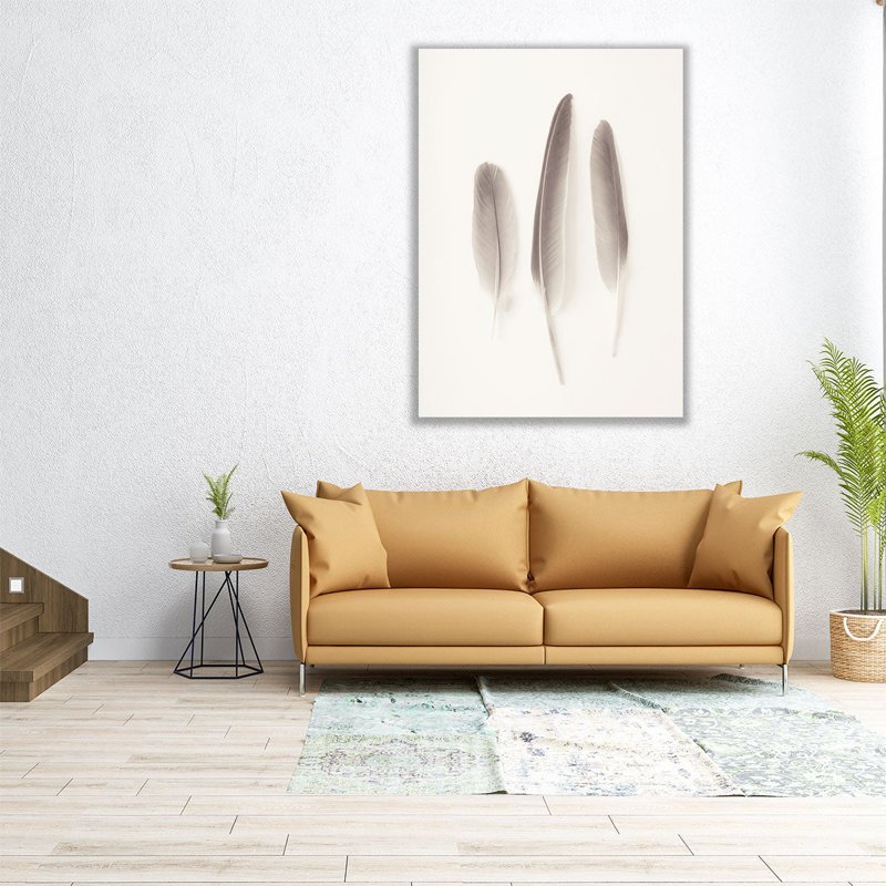 Plume noire et blanche - reproduction d'art sur toile, H 48 po x l 36 po