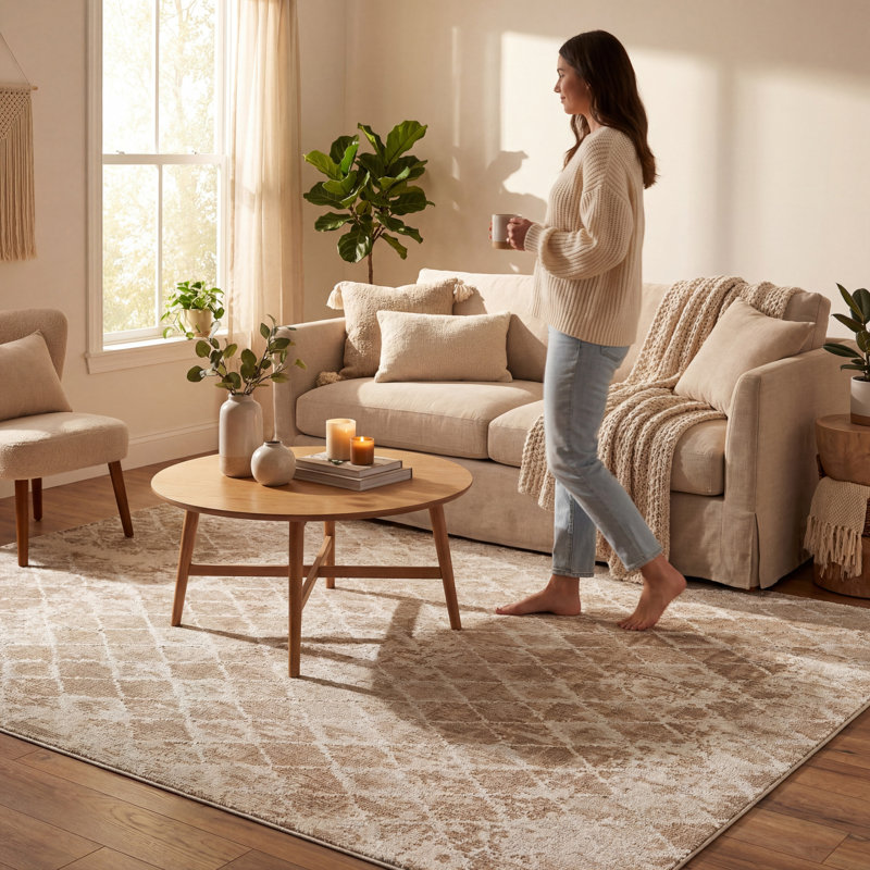  Esmara Rustic Diamond Washable Area Rug, Rectangle 9' x 12'