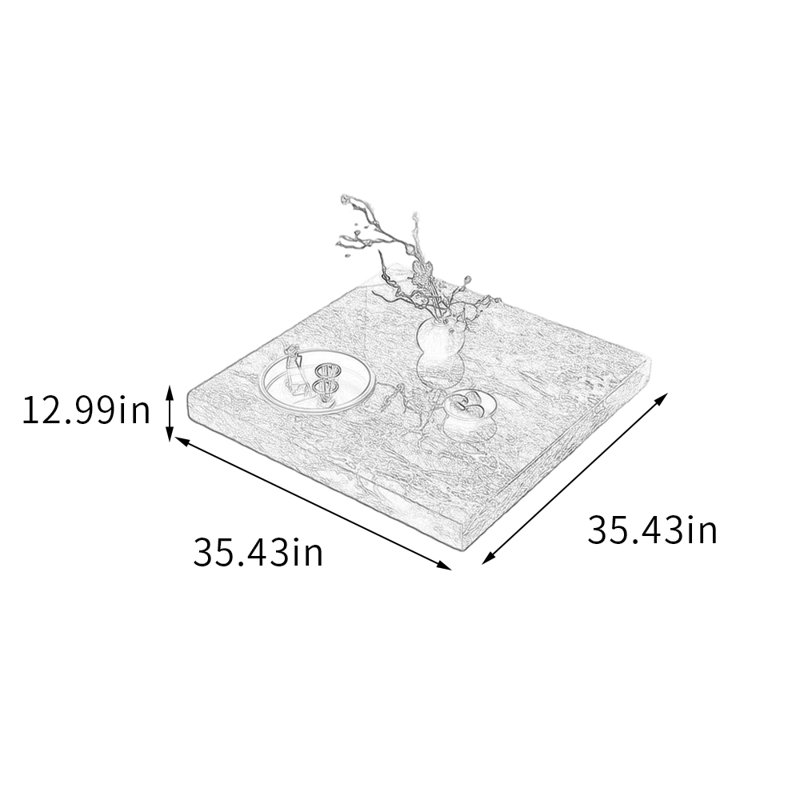Table basse en ardoise avec tiroir et plateau Minimalisme, H 12,99 po x L 35,43 po x l 35,43 po, Vert