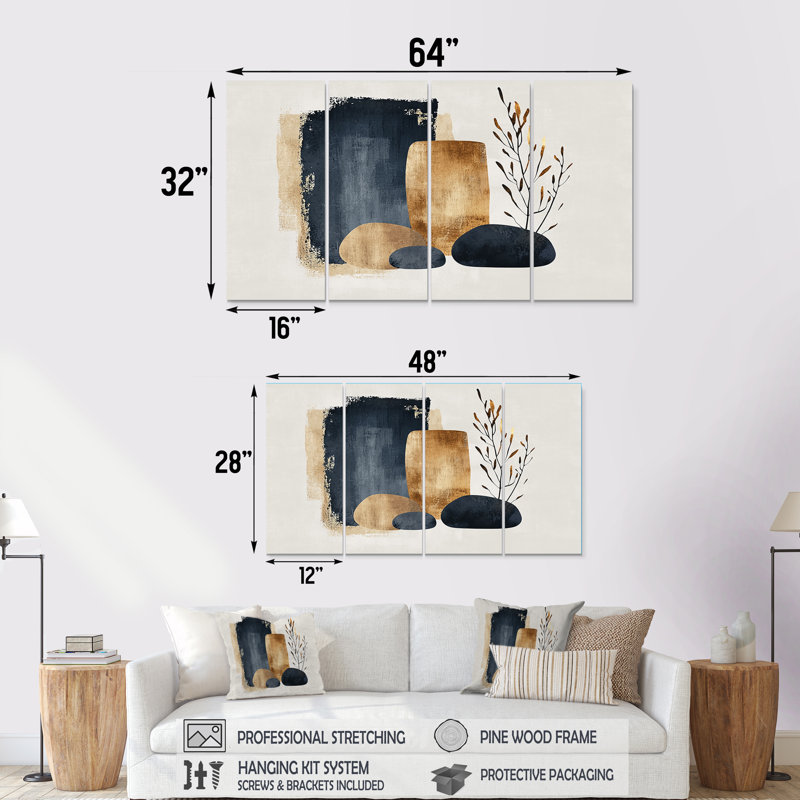 Minimal and Botanical Nature Forms II - Abstract Minimalisme, impression d'art mural, H 32 po x l 64 po