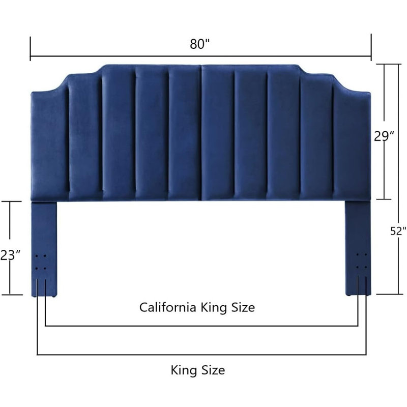 Gabbrielle Tufted Upholstered Headboard, King, Navy Blue
