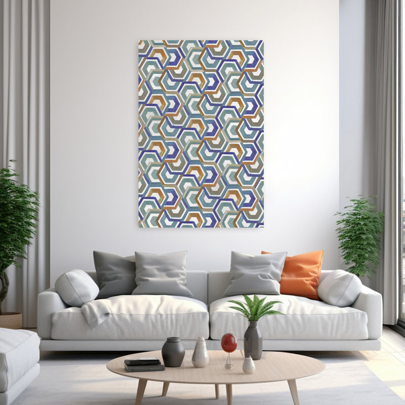 Art géométrique contemporain abstrait brodé Opulence II, H 60 po x l 40 po