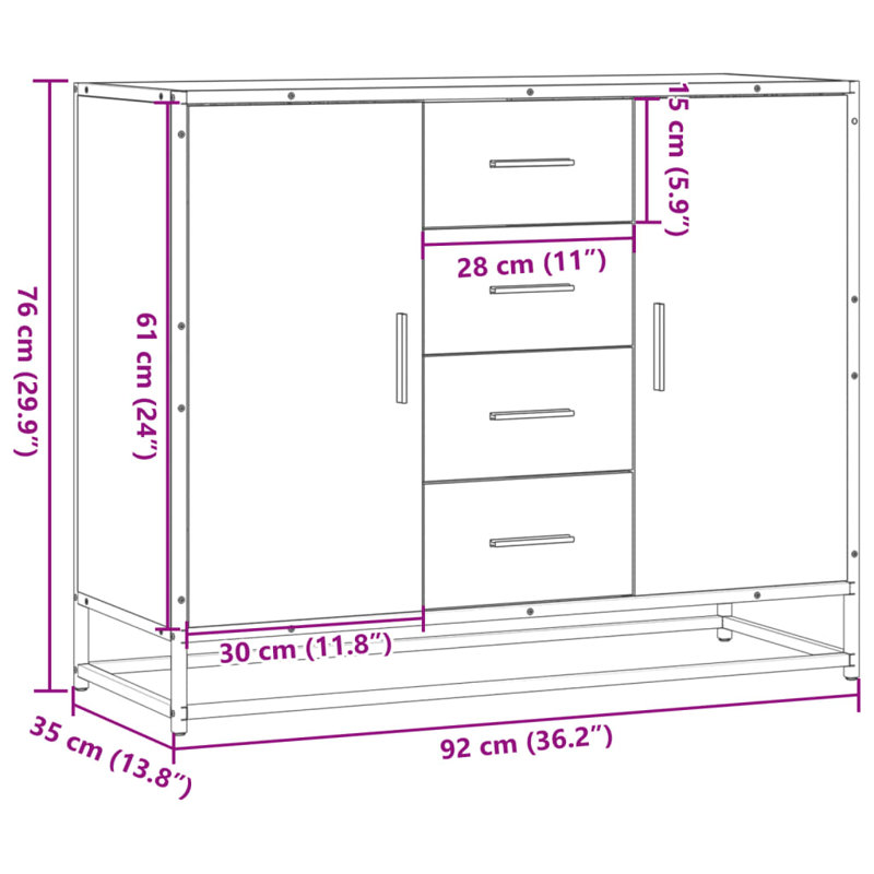 Ameria 92cm Sideboard, Grey Sonoma