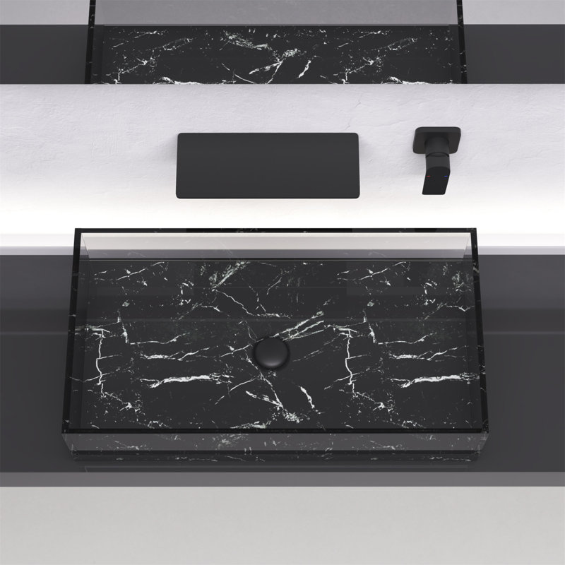 Robinet de lavabo pour salle de bain Waterfall, Noir mat