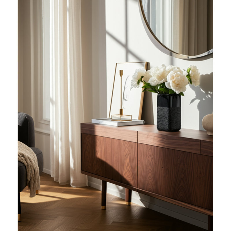 Modern Rounded Flower Vase for Home Decor - Decorative Table Vase for Living Room or Entryway Accent, 10" H x 5" W x 5" D