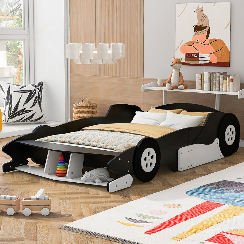 Lit plateforme avec roulettes Race, Noir