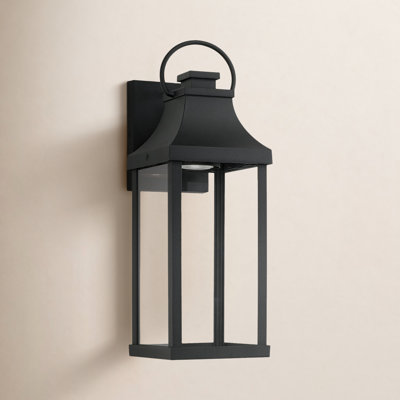 8" W X 24" H Outdoor 1-Light Night Sky Large Wall Lantern In Black With Clear Glass