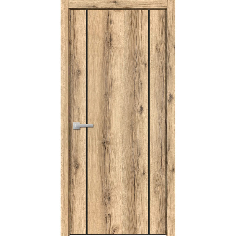 Modern Wood Interior Door With Hardware | Planum 0017 Matte| Single Panel Frame Trims | Bathroom Bedroom Sturdy Doors, Oak