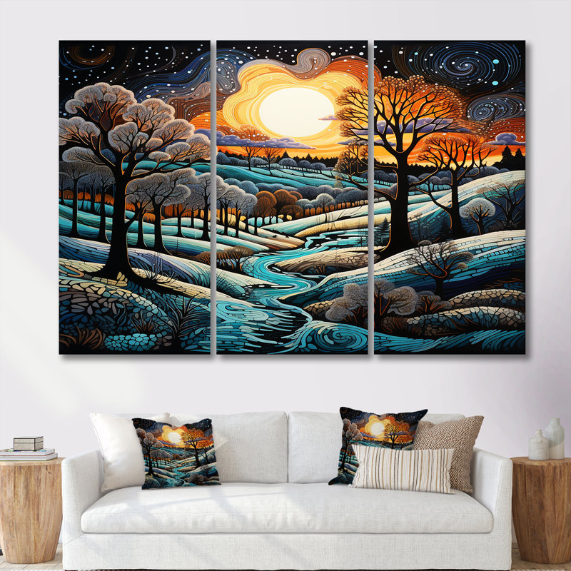 Ensemble de salon Blue River River In The Valley With Trees - River Mountain, Toile tendue, H 32 po x l 48 po x P 1 po