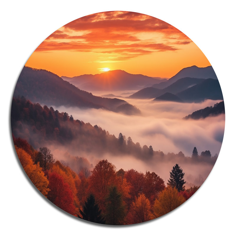 Halema - Paysages, art rond en métal, H 29 po x l 29 po