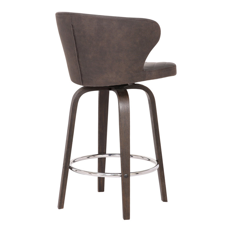 Chaise pivotante en similicuir et fer brun, Tabouret de comptoir (siège d'une hauteur de 26 p