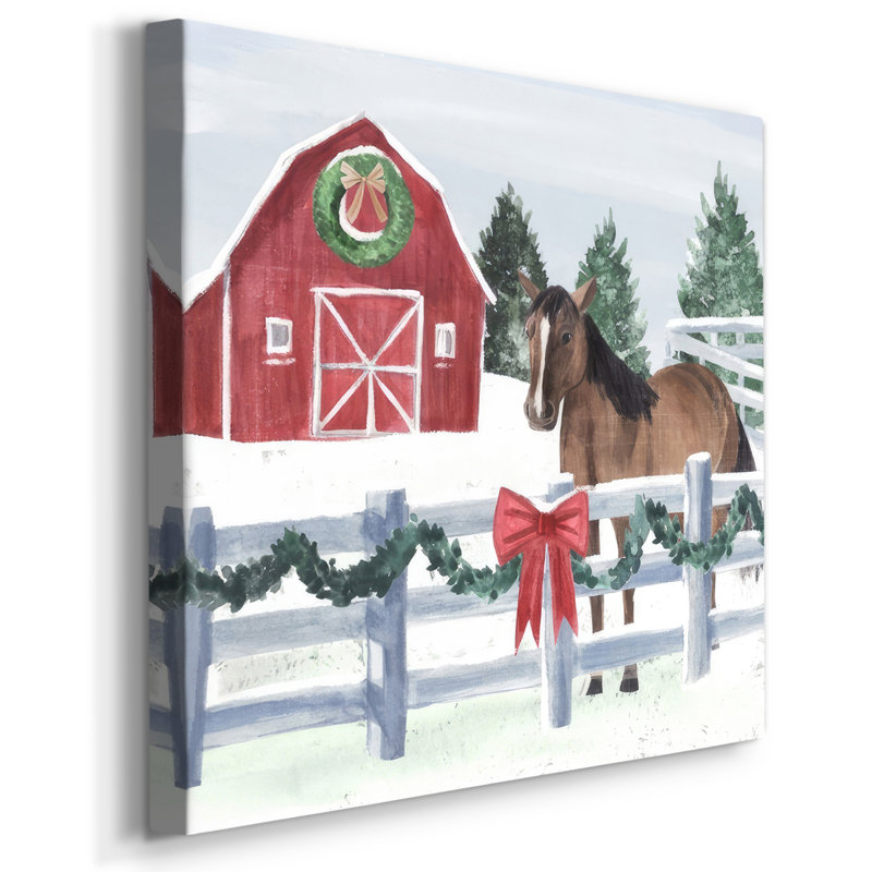 Ferme de Noël II sur toile, H 40 po x l 40 po x P 1,5 po