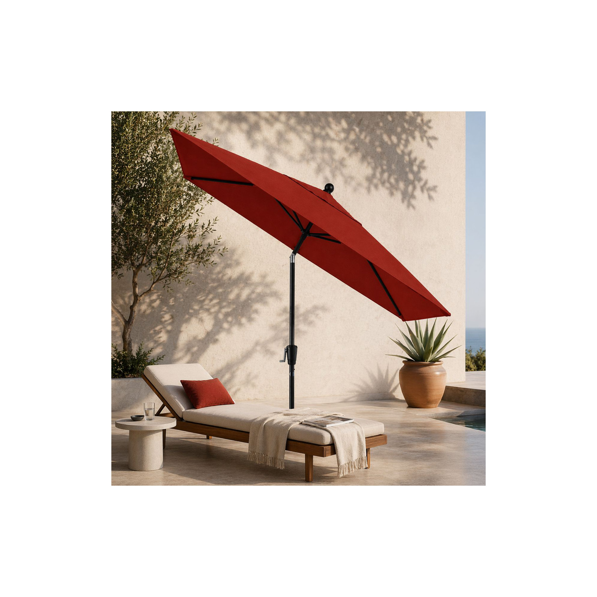 Natalie 103'' Outdoor Umbrella, Canvas Terracotta Sunbrella® Canvas, Starring Gray