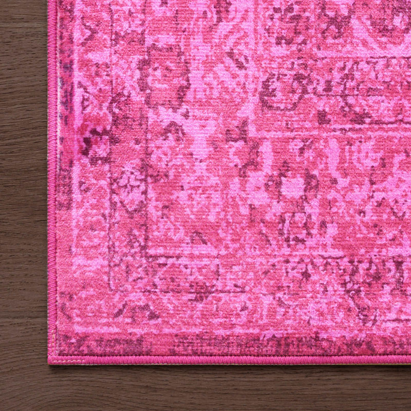  Finely Machine Washable Area Rugs, 5' x 7', Hot Pink Leopard