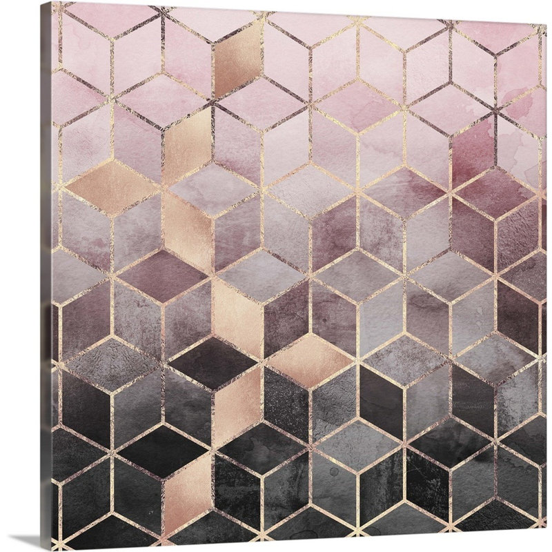 " Pink Grey Gradient Cubes ", Wrapped Canvas, 30" H x 30" W x 1.25" D