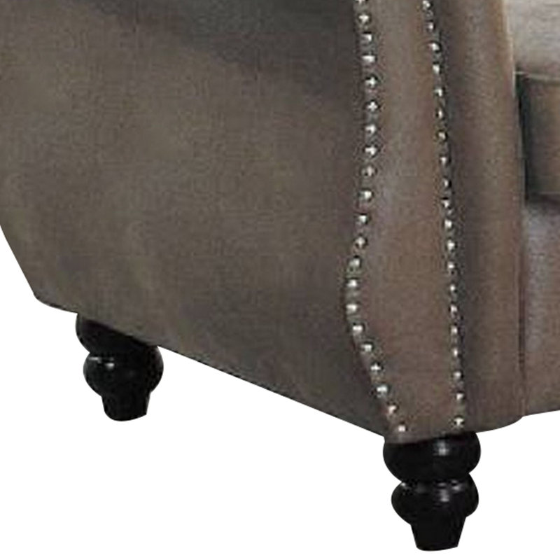 Eurydamas 77'' Faux Leather Sofa, Brown Faux Leather