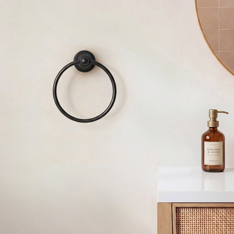 Anneau à serviettes mural en acier inoxydable, Matte Black