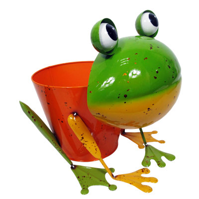 Cyrene Metal Frog Bucket Shaped Garden Flower Pot Planter