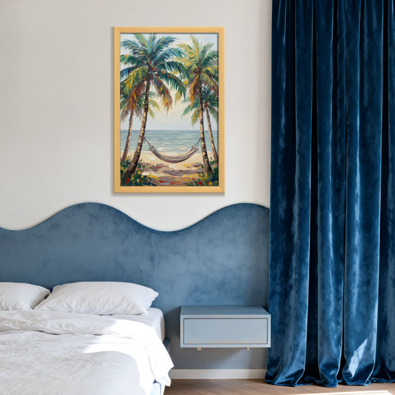 Plantes et fleurs, hamac tropical, plage, scène, H 18 po x l 12 po, Toile tendue, Ne s’applique pas