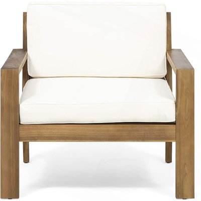 Outdoor Acacia Wood Club Chairs With Cushions