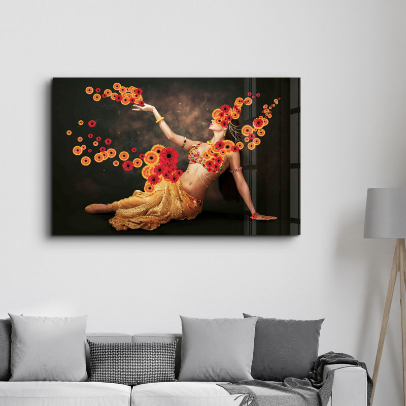 Élégante peinture murale en verre trempé de 13,8 po x 21,7 po | 100% verre trempé, épaisseur: 0,16 pouce | Imprimé UV pour des couleurs éclatantes | Parfait pour la décoration intérieure, le salon et les espaces de bureau