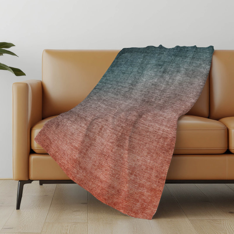 Addison Machine Washable Sherpa Ombre Throw Blanket, Teal