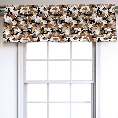 Sateen Camouflage Ruffled Window Valance