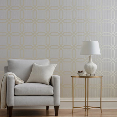 Rouleau de papier peint géométrique Hexagon Trellis