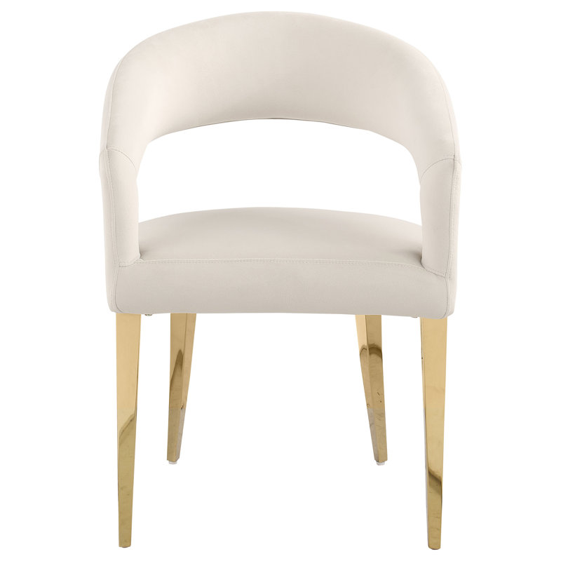 Artisanat de qualité supérieure - Ensemble de 2 accoudoirs rembourrés en velours beige crème Rasen (ensemble de 2), Blanc