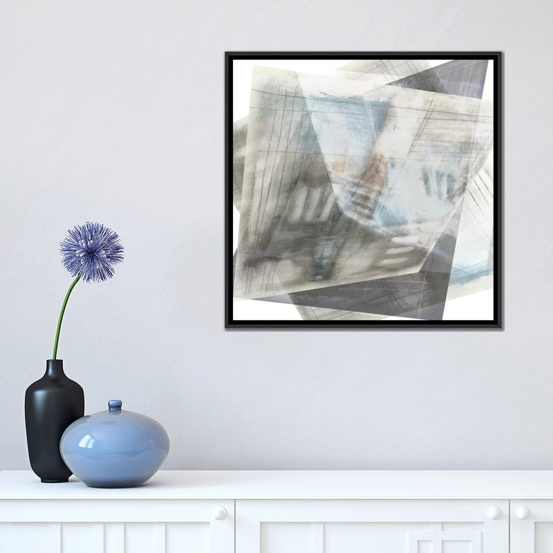 « facettisée illusion ii », impression sur toile, H 18 po x l 18 po x P 1,5 po, Toile avec cadre noir, Pas de tapis