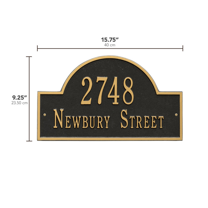 2-Line Wall Address Plaque, Yes, Black and Gold