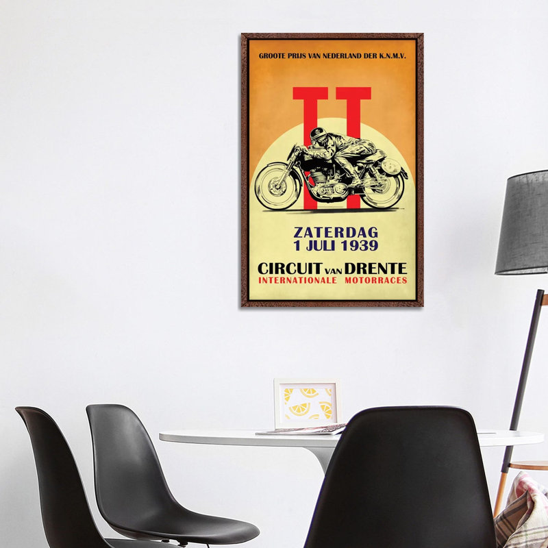 Circuit Van Drente TT 1939 by Mark Rogan - Print on Canvas, Classic Brown Wood Framed, 101.6cm H x 66.04cm W x 3.81cm D