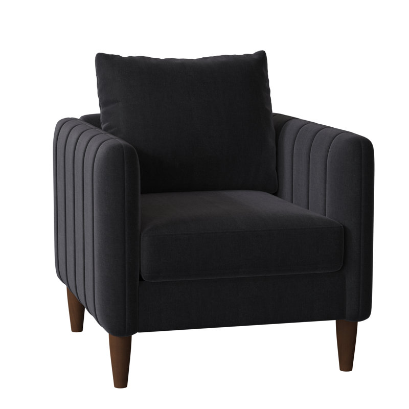 Fauteuil en polyester de 33 po de largeur Kaveen, Noyer, Bleu marine Entice