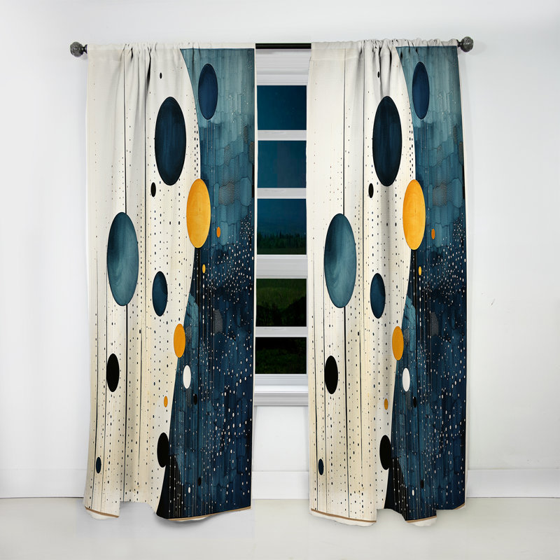 Rideau obscurcissant minimaliste jaune sarcelle Mid Century Minimalist Rain I - 1 panneau, L 52 po x L 84 po