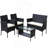 4 Pc Rattan Patio Furniture Set Outdoor Patio Cushioned Seat Wicker Sofa (Beige Cushion)-182630697
