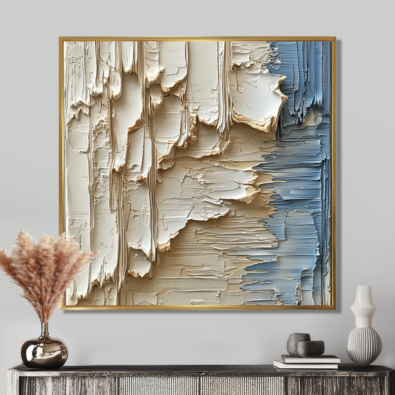 Okka, lumière ascendante des vagues de la crème, art mural abstrait sur toile transitionnelle moderne III, H 36 po x l 36 po