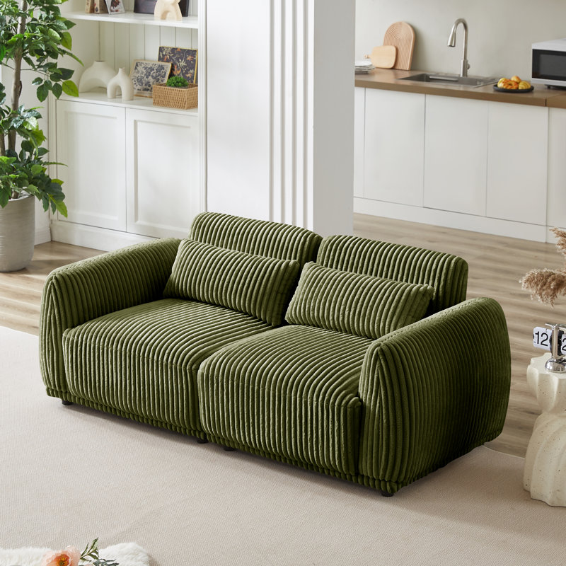 Emora , Velours côtelé vert, H 29,13 po x l 72,83 po x P 35,03 po