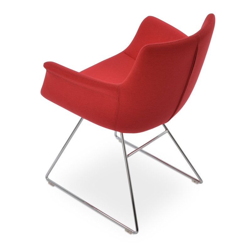 Bottega Metal Solid Back Arm Chair, Black Faux Leather, Chrome