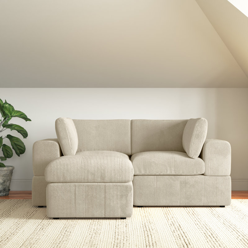 Andrielle Corduroy L-Shaped Sectional Reversible, Beige Corduroy, Left-Hand Facing
