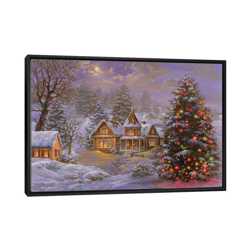 «Happy Holidays» par Nicky Boehme, reproduction sur toile tendue sur châssis, H 32 po x l 48 po x P 1,5 po, Pas de tapis