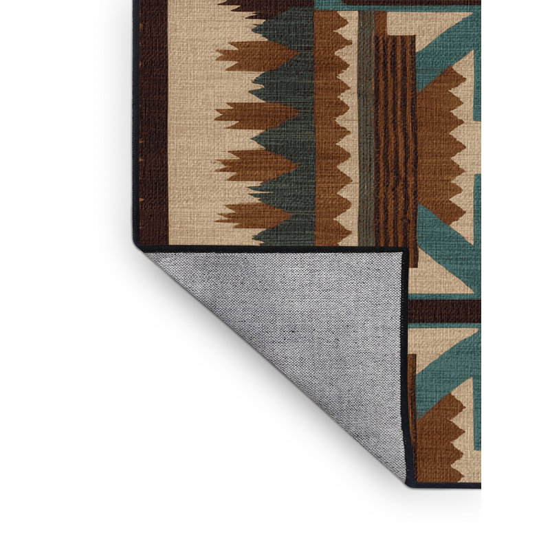 Washable Cross Path Southwestern Area Rug, Round 6'