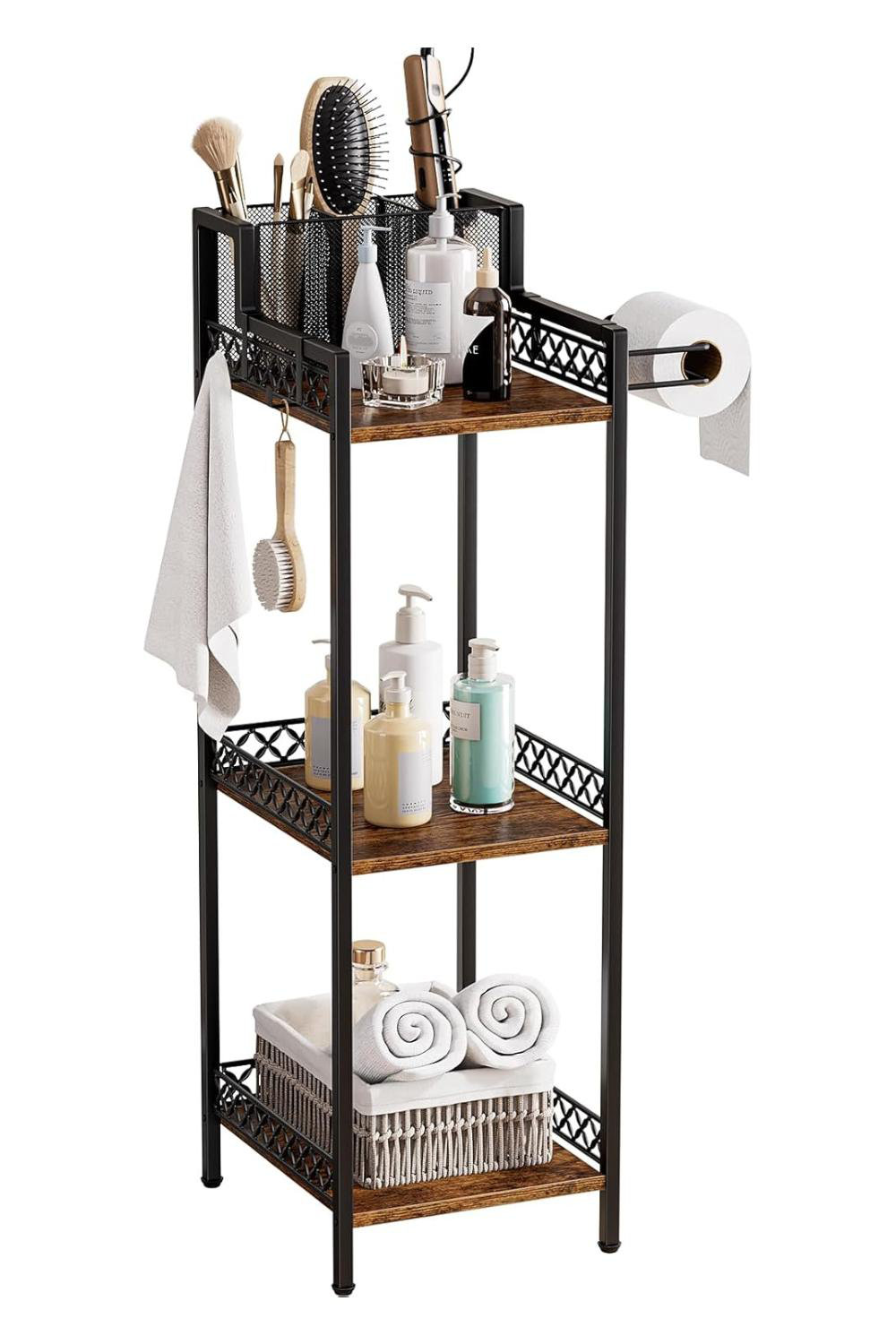 17 Stories Bathroom Storage Trays Organizer Shelf, 3-Tier Slim Metal ...
