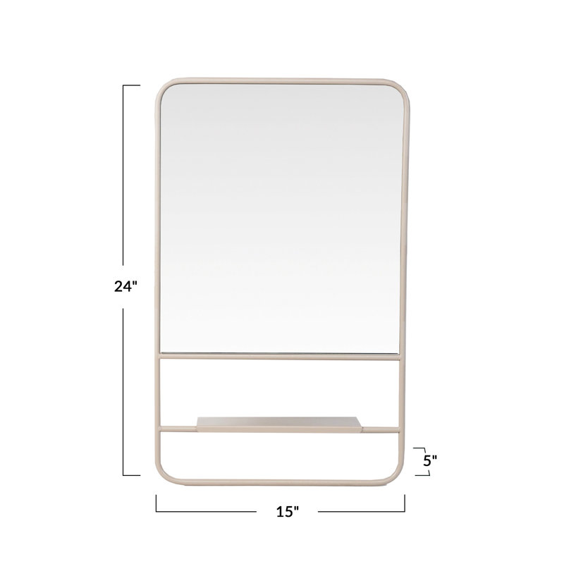 Miroir mural en métal avec 3 tablettes