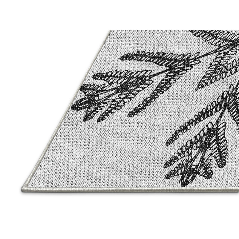Tapis noir/blanc à motifs, Rectangle 3 pi x 5 pi