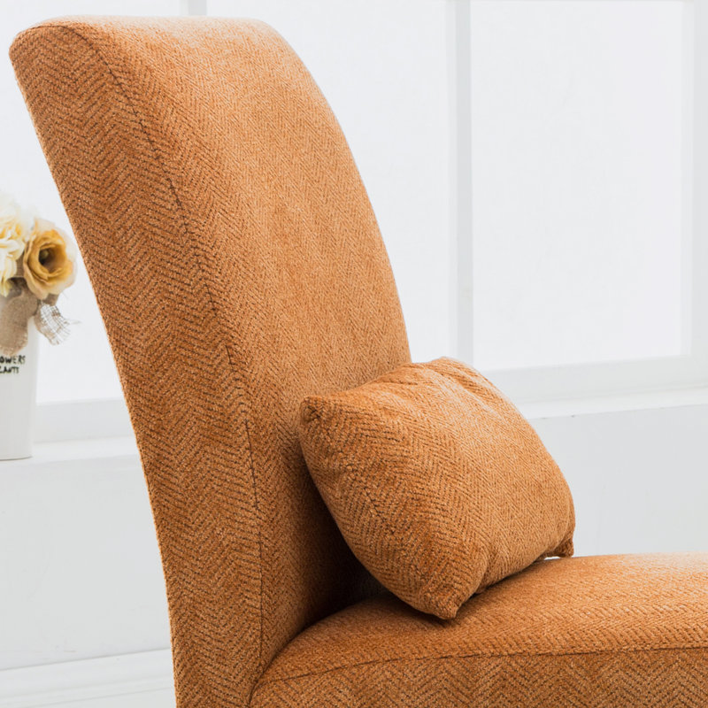 Fauteuil d'appoint sans accoudoirs avec coussin Pisano, Tissu orange